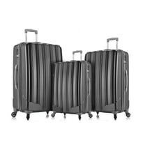 Rockland Luggage Barcelona Piece Hardside Polycarbaonate /ABS Lugage Set with 6 Piece Travel Set & Luggage Cover, Black