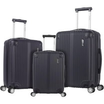 Rockland Luggage Berlin 3 Piece ABS Non-Expandable Luggage Set, Black