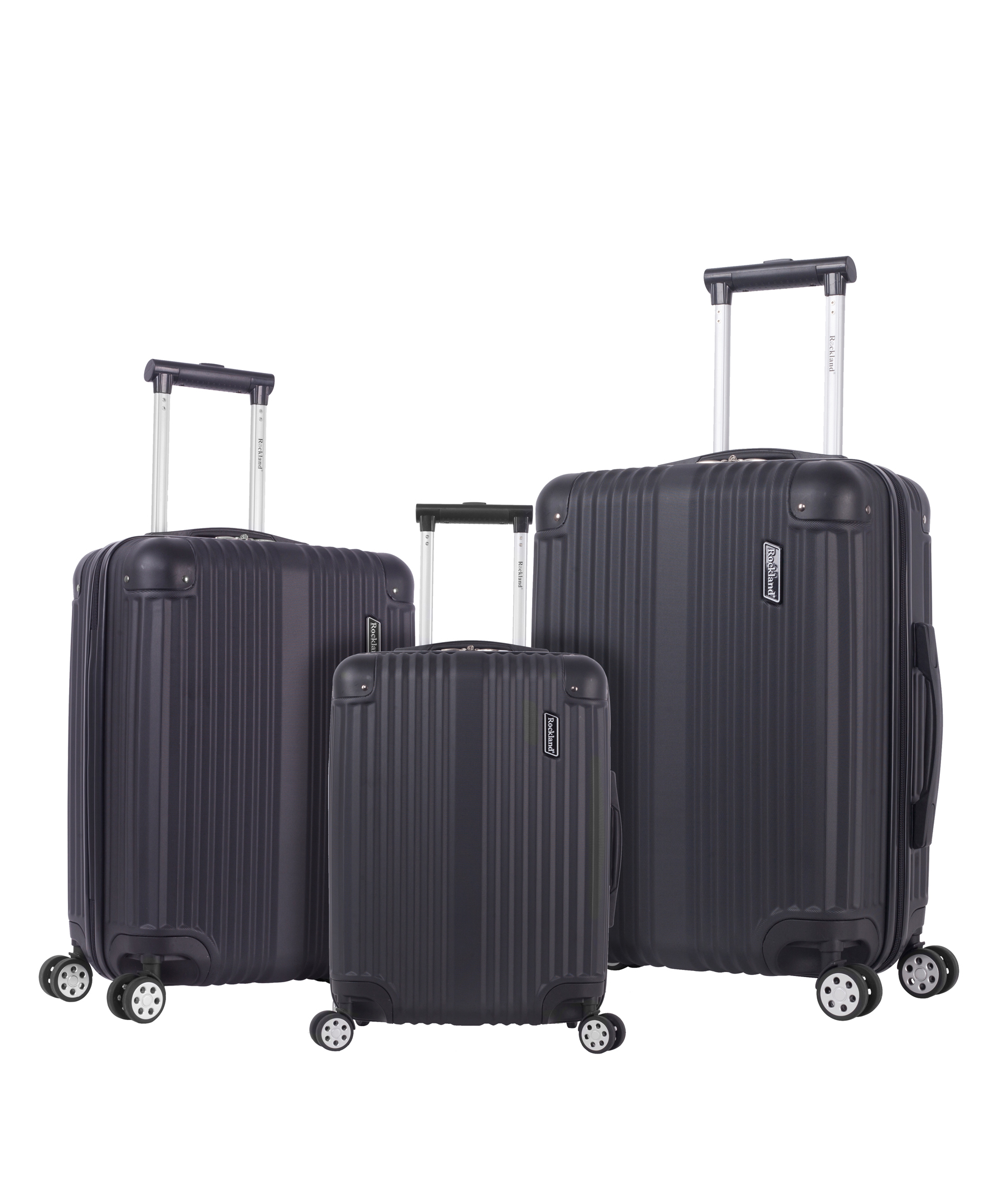 Rockland Luggage Berlin 3 Piece ABS Non-Expandable Luggage Set, Black - image 1 of 9