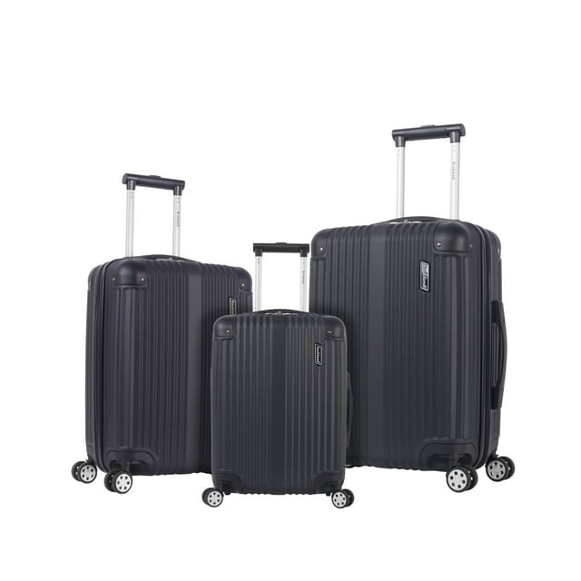 Rockland Luggage Berlin 3 Piece ABS Non-Expandable Luggage Set, Black