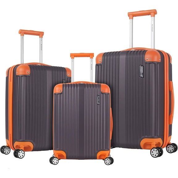 Rockland Luggage Berlin 3 Piece ABS Non-Expandable Luggage Set, Charcoal