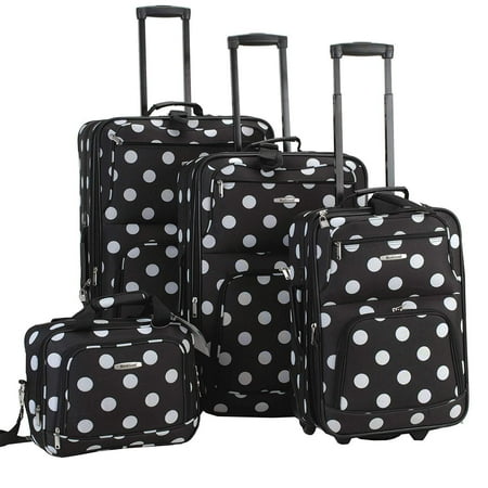 Rockland Expandable Soft Side 4 pc Luggage Set, Black Dot