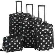 Rockland Expandable Soft Side 4 pc Luggage Set, Black Dot