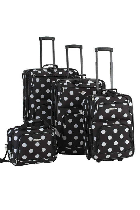 Expandable Soft Side 4 pc Luggage Set, Black Dot