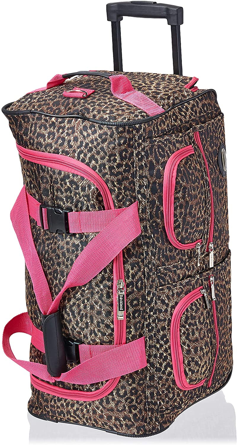 Rockland Rolling Duffel Bag Pink Leopard 22 Inch Pack of 2 Walmart