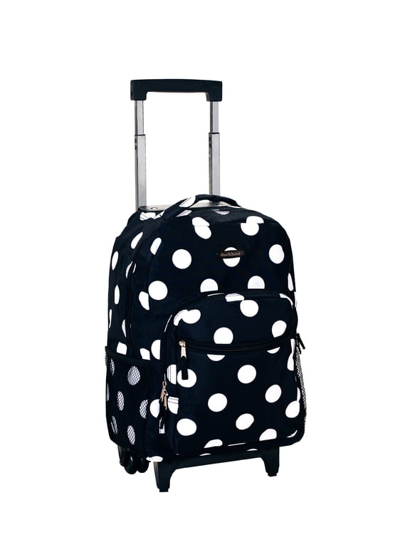 Unisex Luggage 17" Rolling Backpack R01 Black Dot
