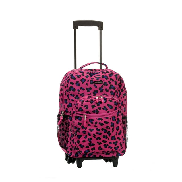 Rockland Unisex Luggage 17" Rolling Backpack R01 Magenta Leopard