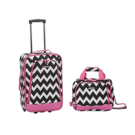 Rockland Upright Luggage Set - Pinkchevron