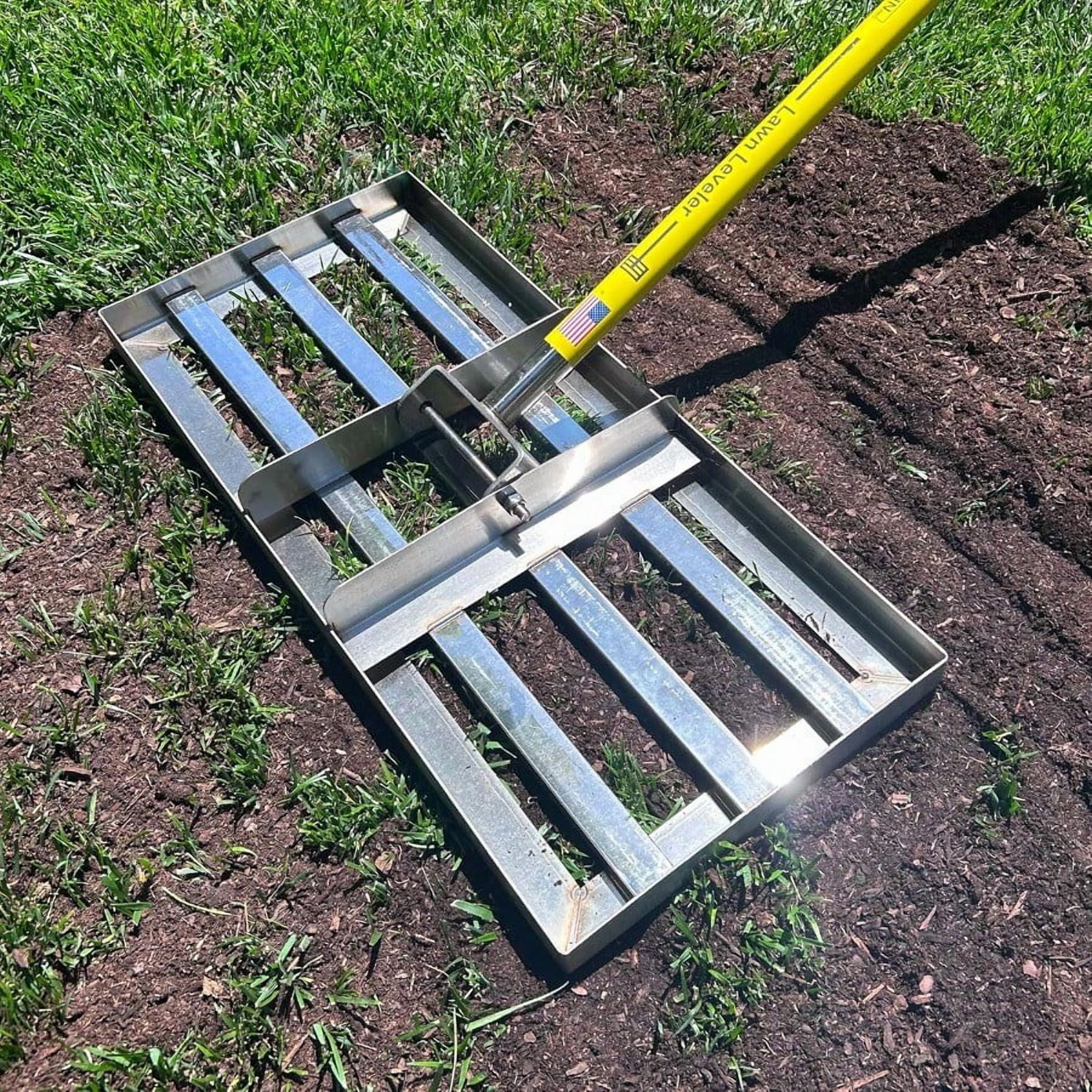 Rocklin Lawn Leveling Rake 22 x 10 Stainl Steel Levelawn Tool with 78 Handle Smooth Level Soil Sand or Grass Durable Leveling Tool for Lawn Yard and Garden