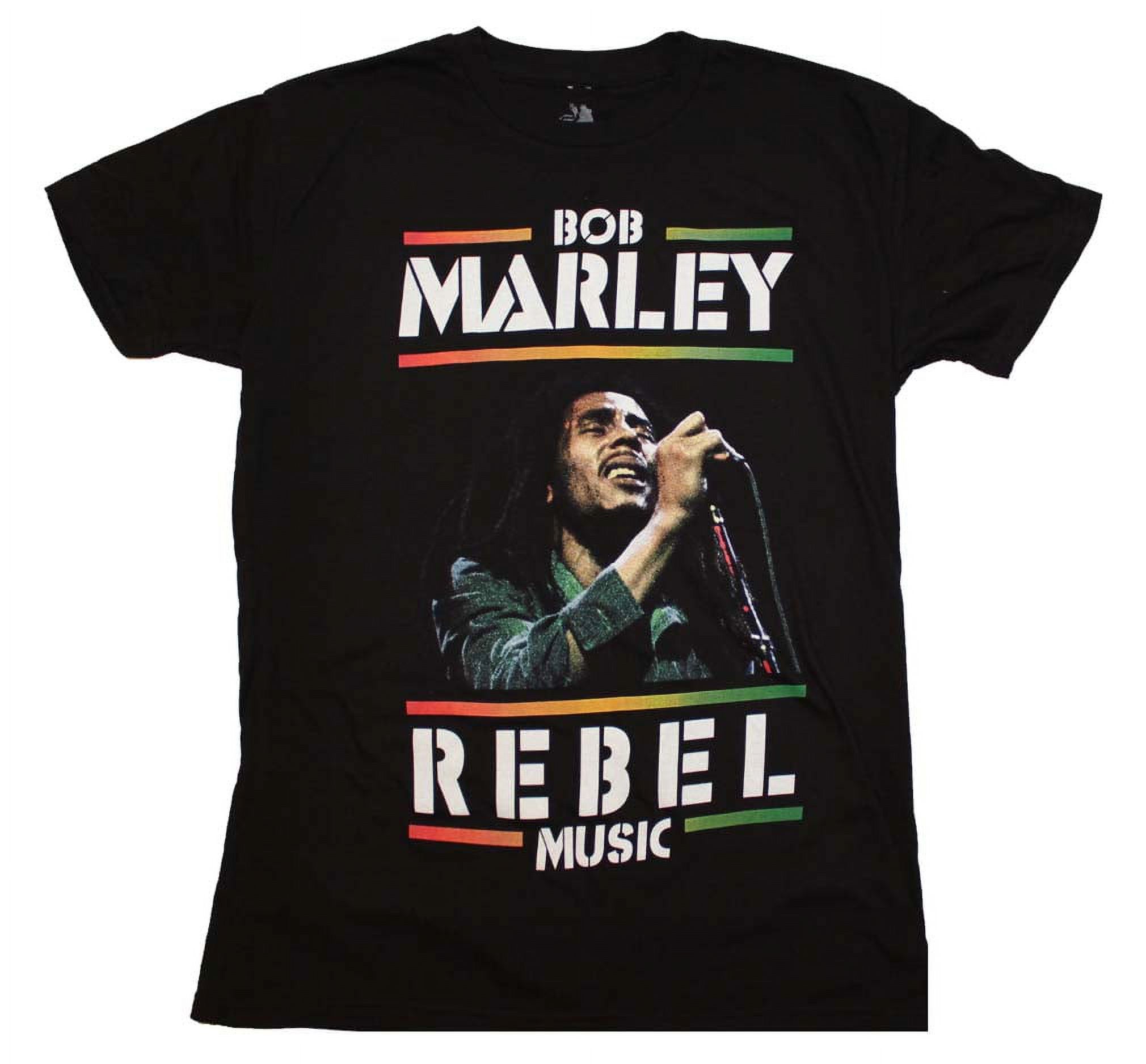 Rockline ZRW-ZRBM1660-XL Bob Marley Rebel Music Adult Mens T-Shirt&#44; Black - Extra Large - image 1 of 2