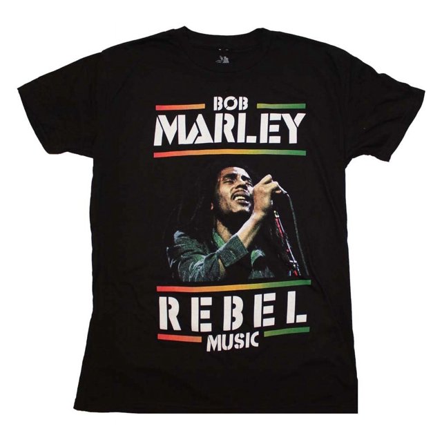 Rockline ZRW-ZRBM1660-XL Bob Marley Rebel Music Adult Mens T-Shirt&#44; Black - Extra Large