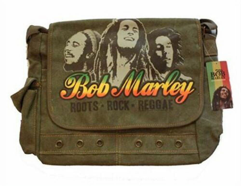 Rockline ZRW-ZRBM18BG00 Bob Marley Roots Rock Reggae Adult Messenger Bag for Unisex, Army Green - Small - image 1 of 1