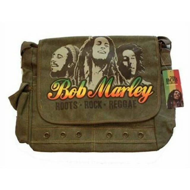 Rockline ZRW-ZRBM18BG00 Bob Marley Roots Rock Reggae Adult Messenger Bag for Unisex, Army Green - Small