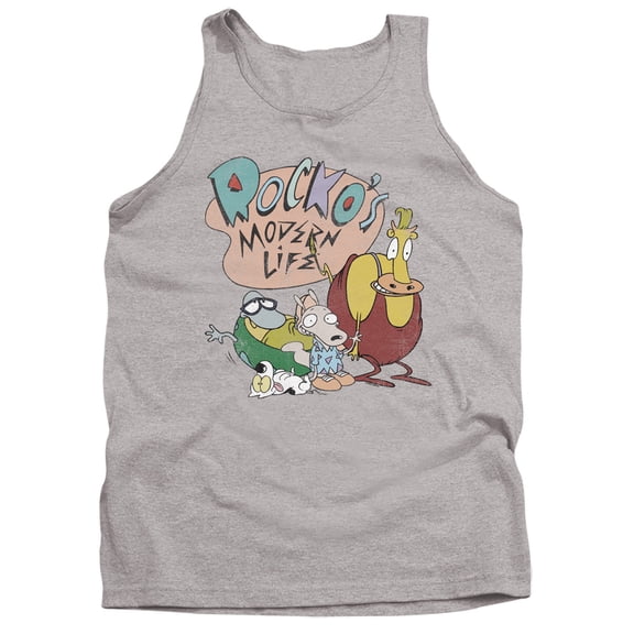 Rocko's Modern Life Logo Group Unisex Adult Tank Top,Athletic Heather, Small