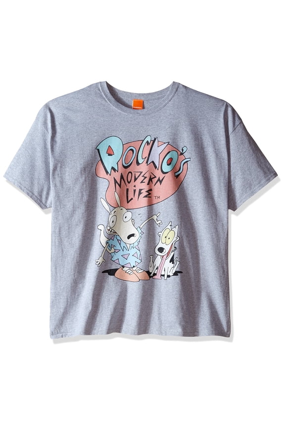 Rocko's Modern Life Mens T-Shirt - Rocko & Spunky Posed Under Logo