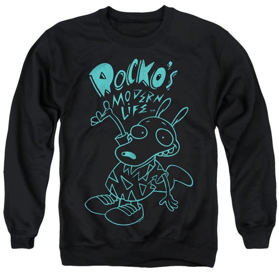 Rocko's Modern Life Neon Rocko Unisex Adult Crewneck Sweatshirt (3X-Large) Black