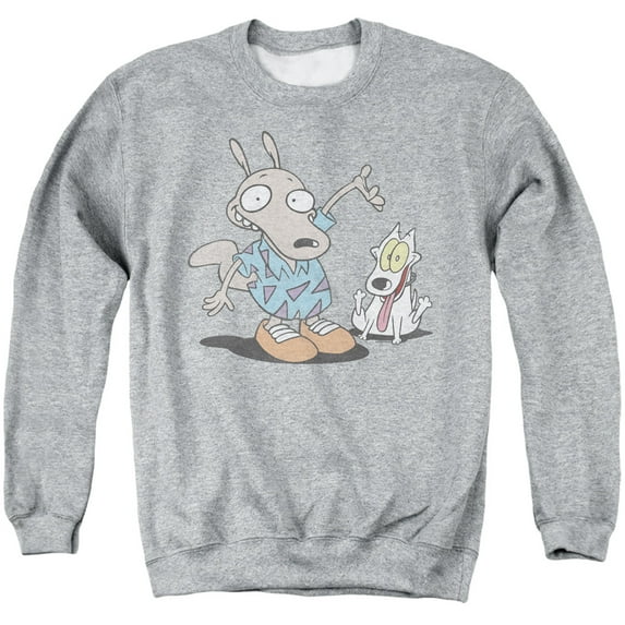 Rocko's Modern Life Rocko And Spunky Unisex Adult Crewneck Sweatshirt (X-Large) Athletic Heather