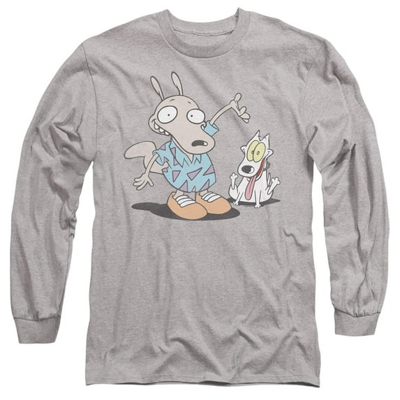 Rocko's Modern Life Rocko and Spunky Unisex Adult Long-Sleeve T Shirt (Medium) Athletic Heather