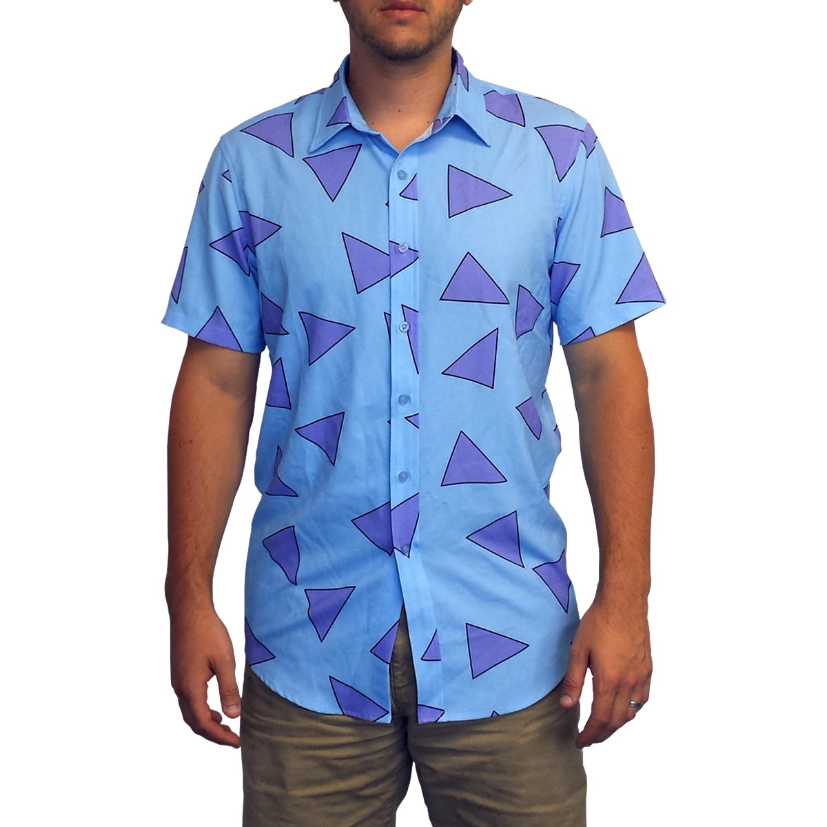 Rocko's Shirt Nickelodeon Modern Life Blue Button Down Up Costume Cosplay