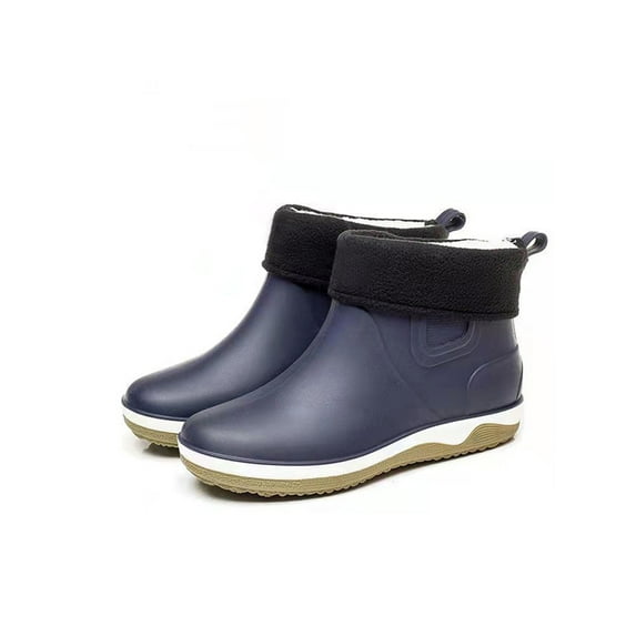 Rockomi Men's Soft Ankle Bootie Outdoor Waterproof Low Top Rain Boots Work Non-Slip Short Boot Garden Shoes