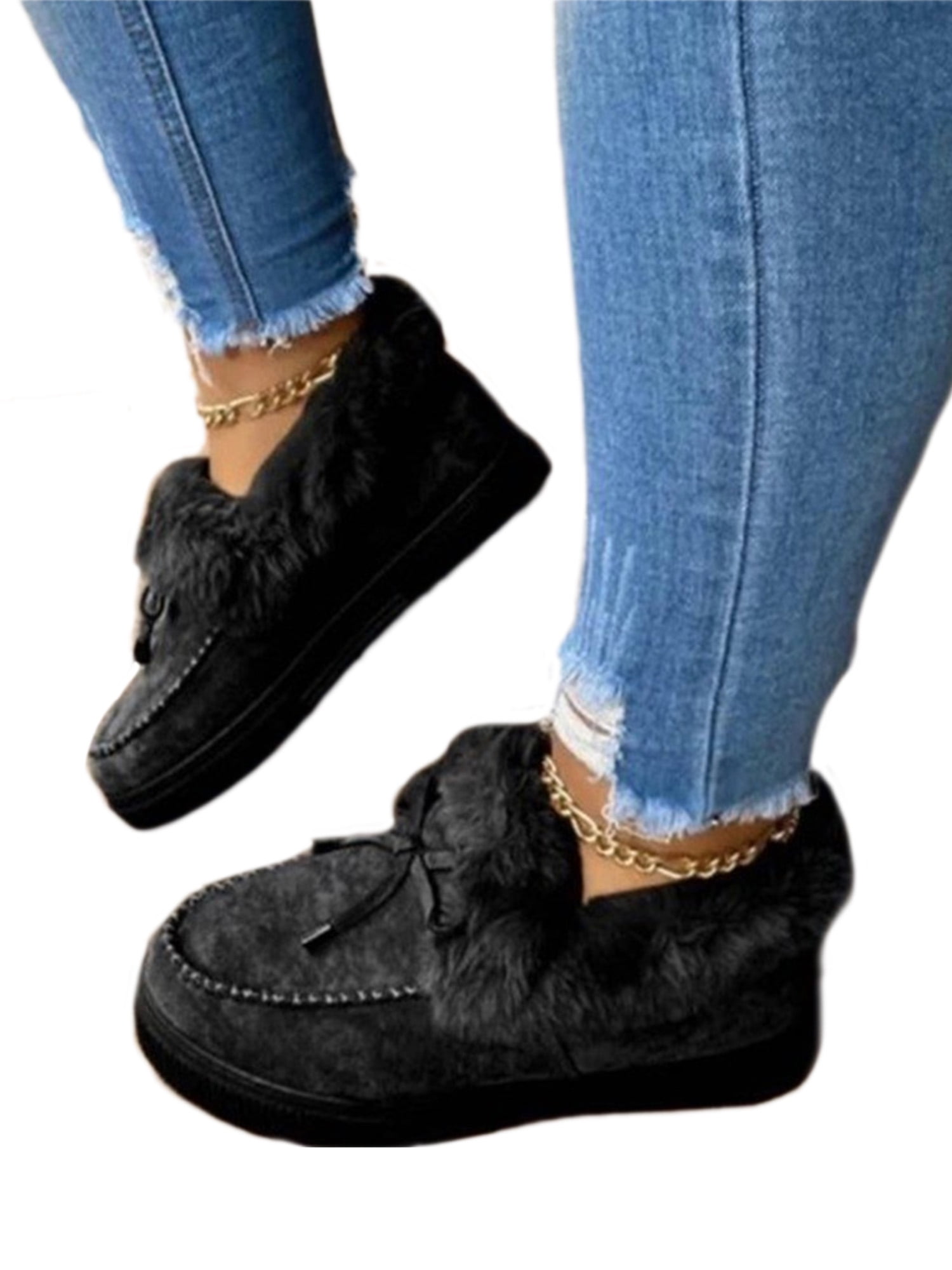 Cozy Fringe Loafers for Women – Warm Lined Comfort & Classic Style
