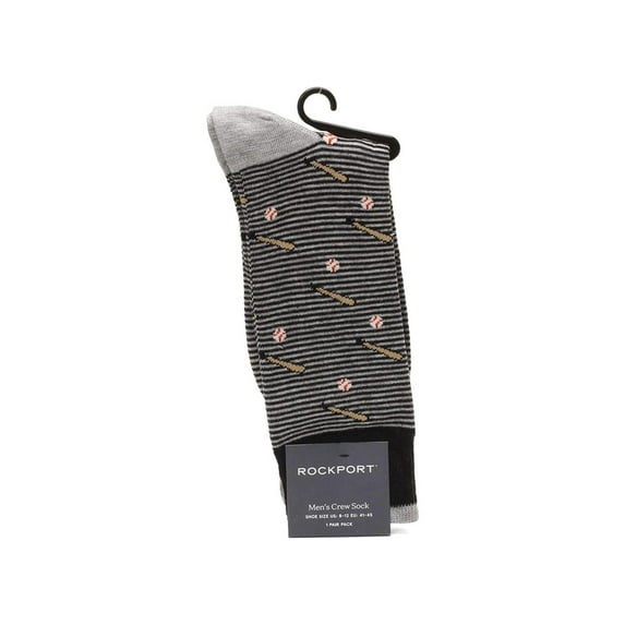 Rockport Men's Baseball Crew Socks 1 Pair, Black, Men's US: 8-12 / EU: 41-45