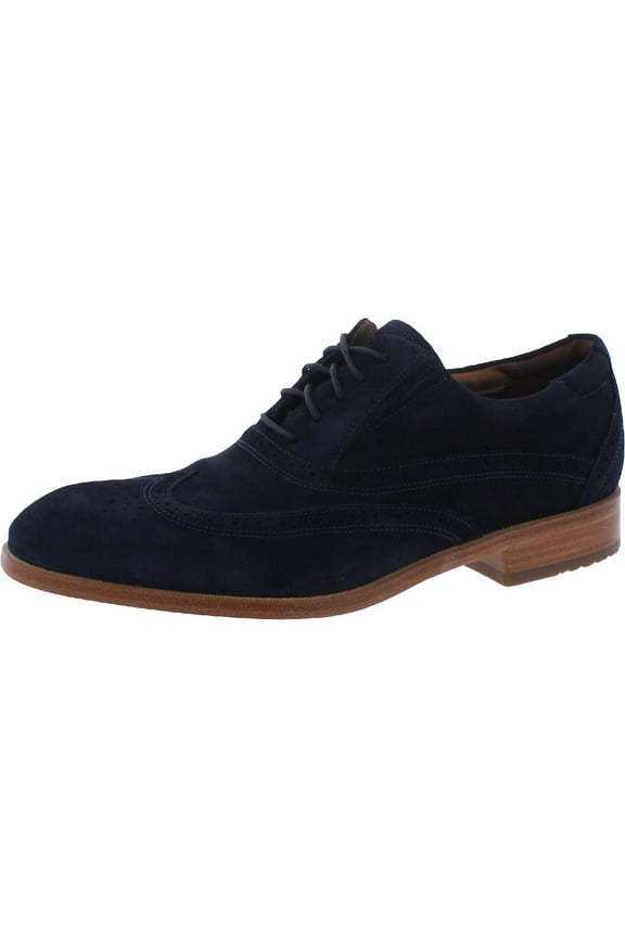 Mens Total Motion Office Wing Tip Navy Oxfords 9M