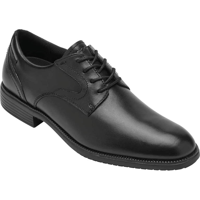 Rockport Men's Charles Road Oxford Shoes, Plain Toe, Leather, Lightweight Comfort, Black, Size 8.5