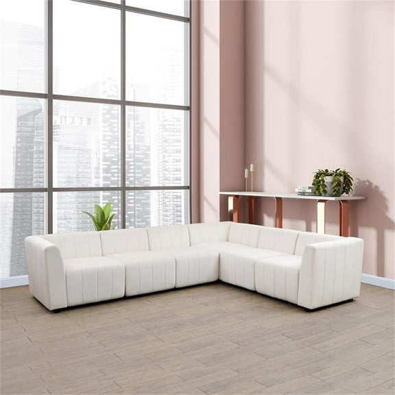 Rockport Modular White Microfiber 6-Piece Living Room Sofa Set