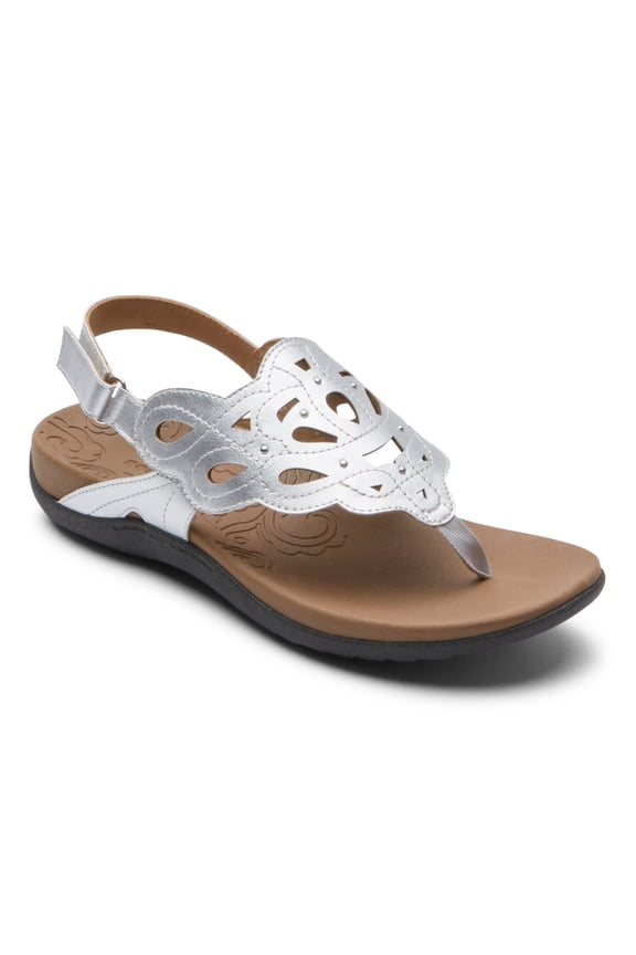 Women's Ridge Sling Sandal, Silver Synthetic, 10