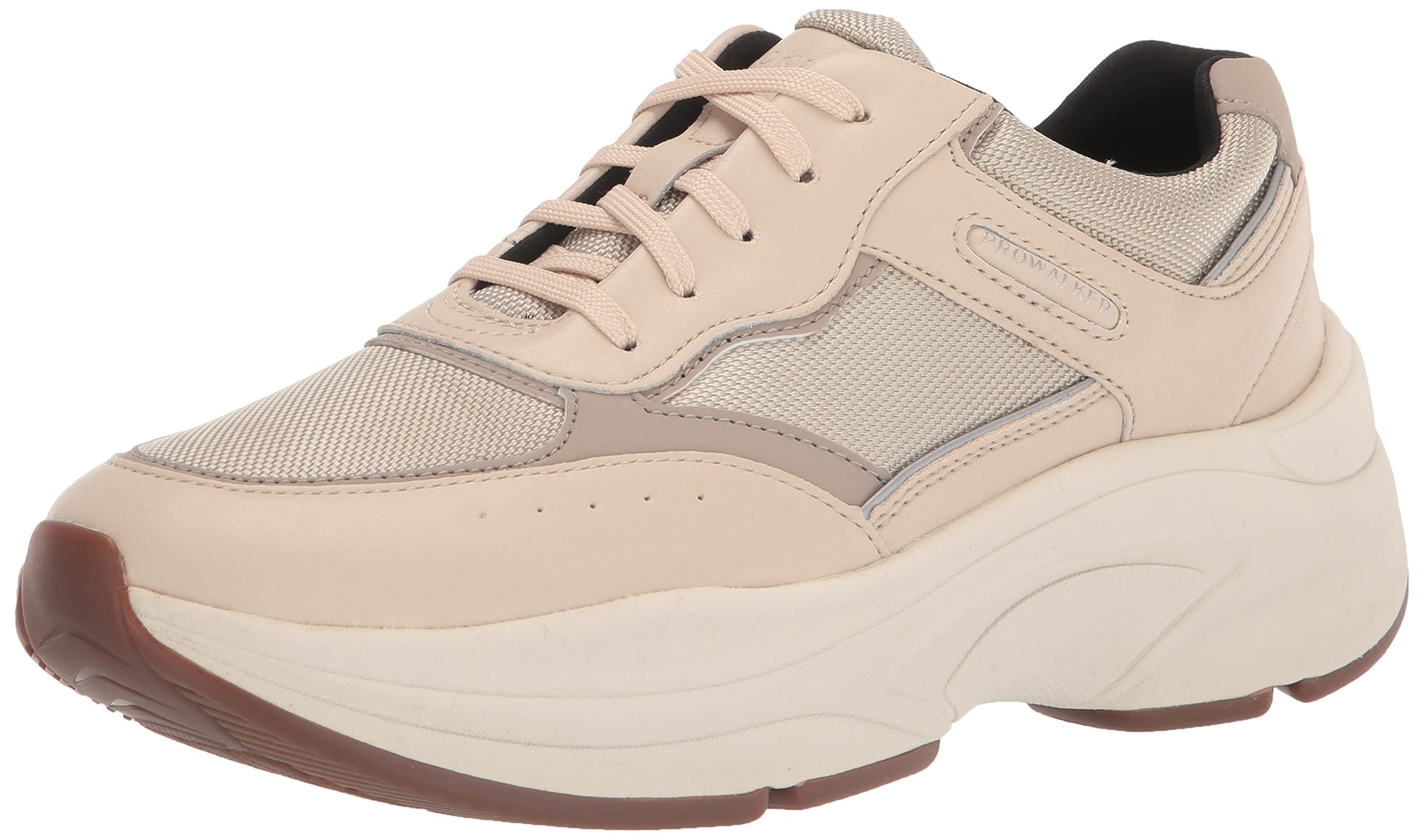 Rockport Women's Women's Prowalker Laceup Sneaker, Neutral Leather/Textile ECO, 9.5