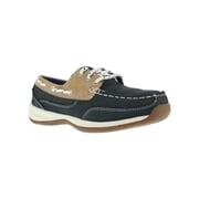 Rockport Works Womens Sailing Club Steel Toe ESD 3-Eye Tie Work Shoe Blue & Tan - RK670