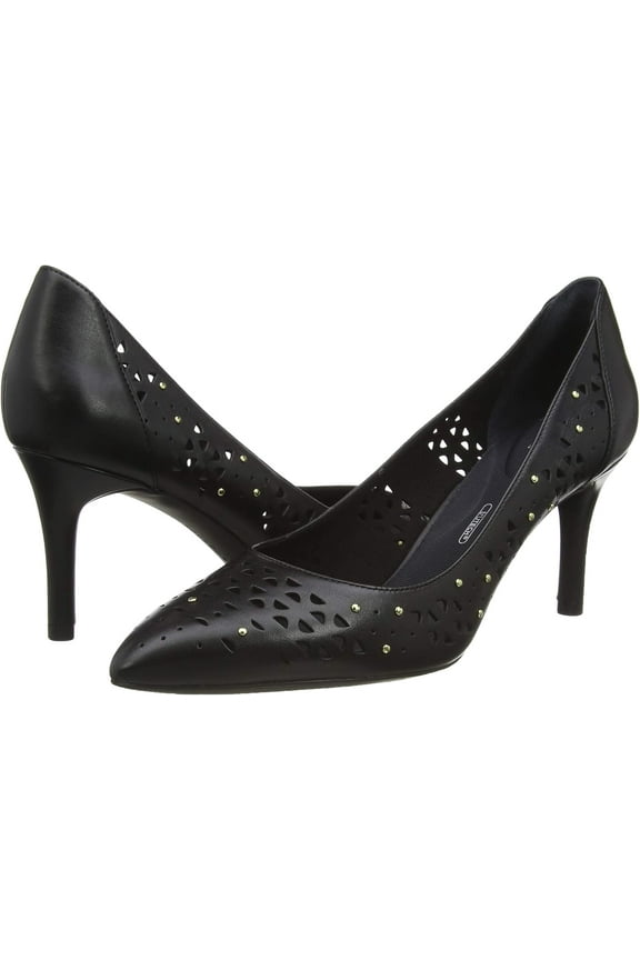 Womens Total Motion 75MM Pointed Toe Perf Stud Black Heels 9W