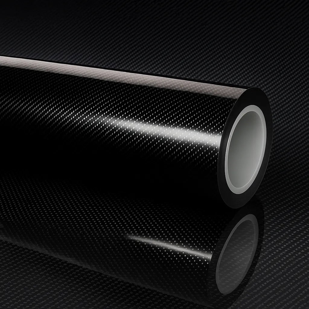 Rockrose 7D Glossy Black Carbon Fiber Vinyl Wrap, Anti Wrinkle, Air Release Carbon Fiber Vinyl Wrap for Computer and Laptop Skin, Phone Cover, Helmets, and Automotive - Size: 60" X 240" (5FT X 20FT)
