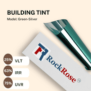 Rockrose Pet Building Tint Window Shield - One Way Window Privacy Film, 24" x 15FT, Green-Silver