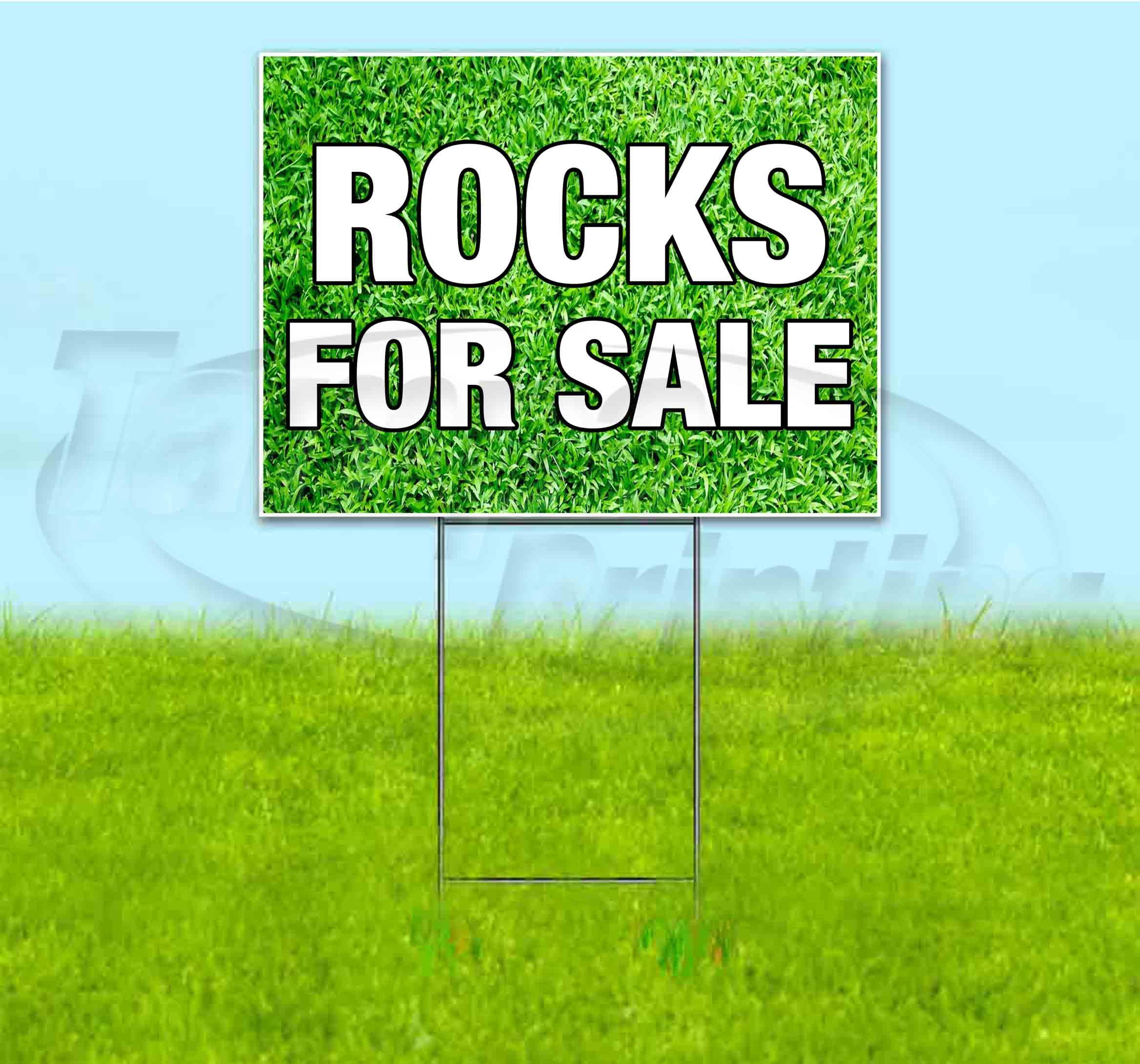 Rocks For Sale (18" x 24") Yard Sign, Includes Metal Step Stake