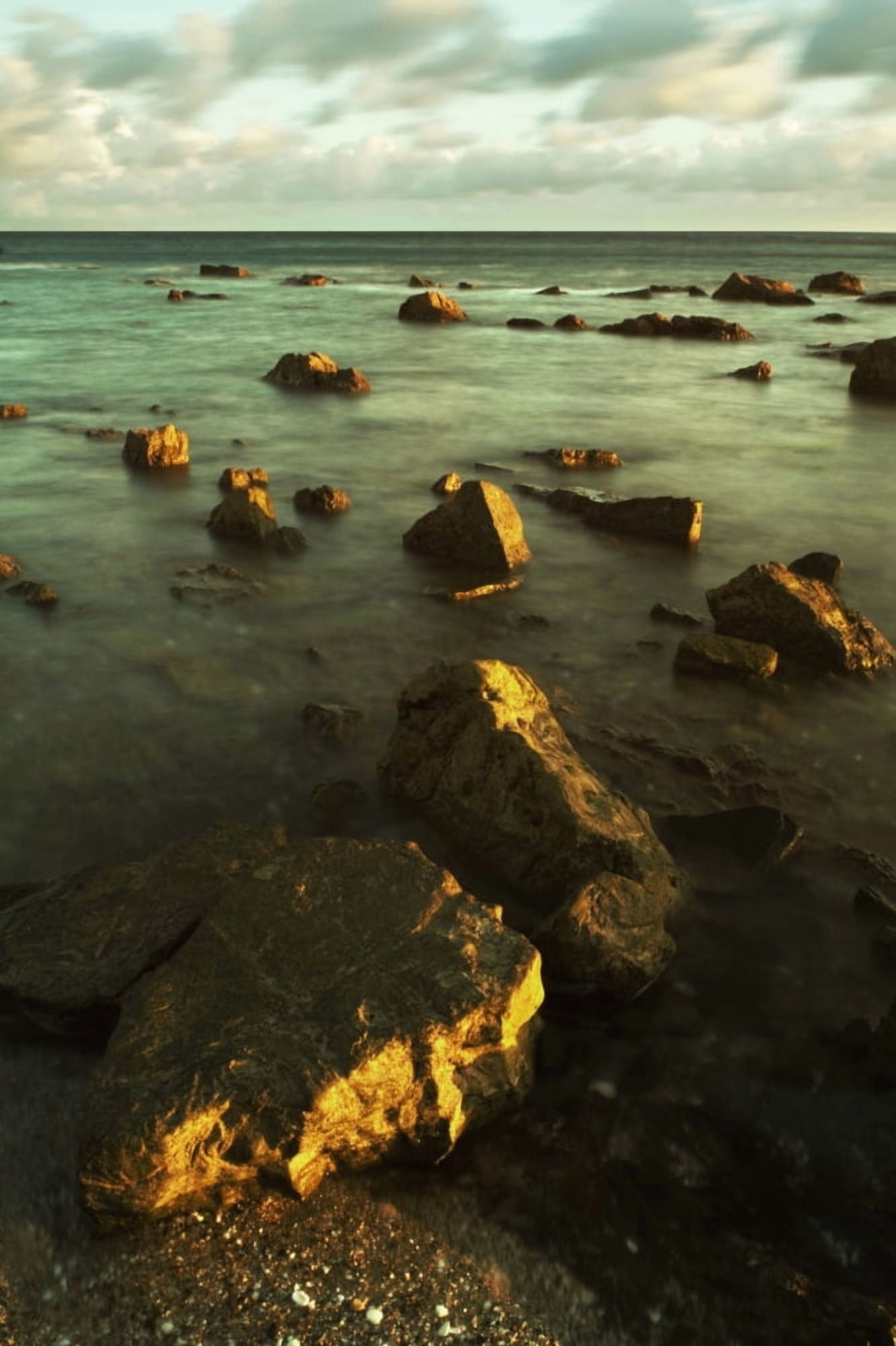 Rocks In Shallow Water By The Shore Canvas Art - Ben Welsh Design Pics (11 x 17)