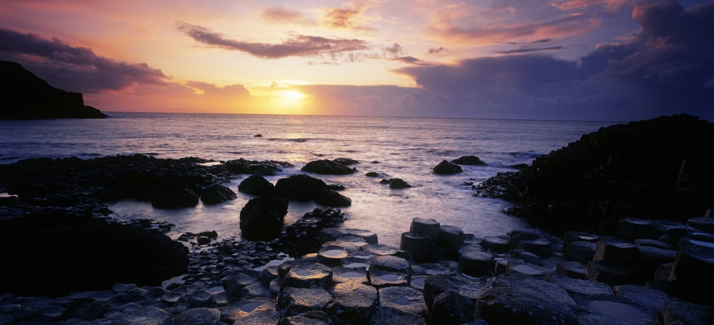 Rocks On The Beach Giants Causeway County Antrim Northern Ireland Canvas Art - The Irish Image Collection Design Pics (44 x 20)