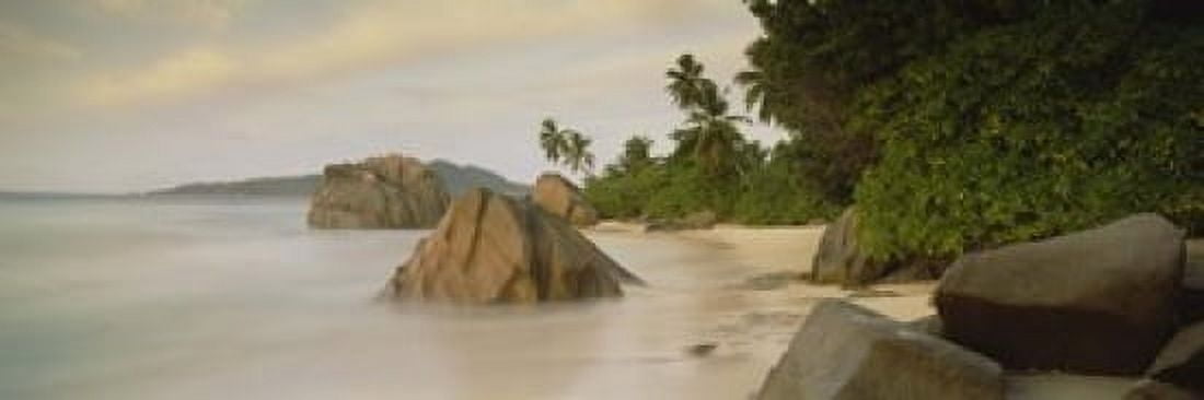 Rocks On The Beach La Digue Island Seychelles Canvas Art - Panoramic Images (18 x 6)