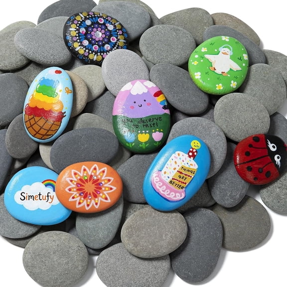 Rocks for Painting, 2-3'' Painting Rocks for Adults, Craft Rocks, Flat River Rocks for Painting, Smooth Painting Stones for DIY Project, Gray Kindness Stones