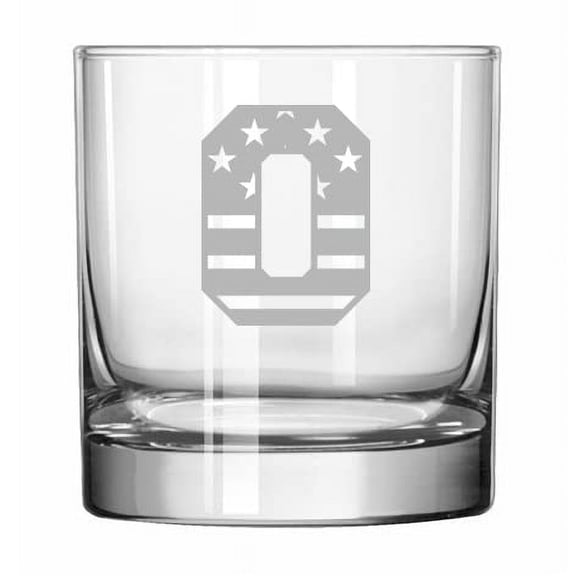 Rocks Whiskey 11oz Glass American Flag Monogram (O)