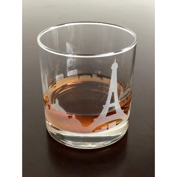 Rocks Whiskey Old Fashioned 11oz Glass Paris France Skyline