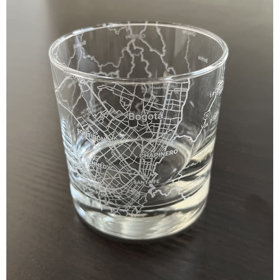 Rocks Whiskey Old Fashioned 11oz Glass Urban City Map Bogota Colombia