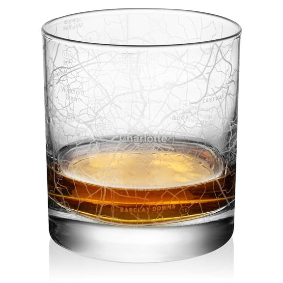 Rocks Whiskey Old Fashioned 11oz Glass Urban City Map Charlotte North Carolina
