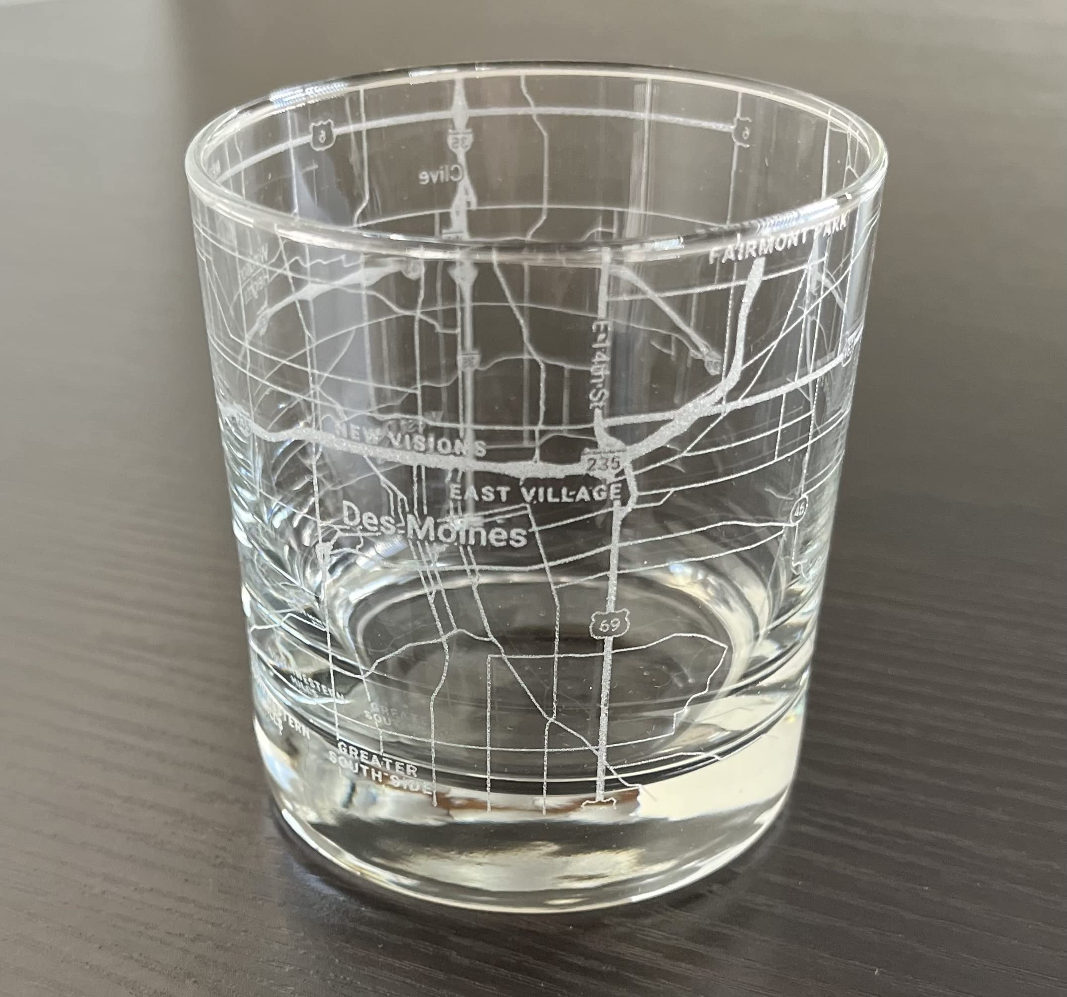 Rocks Whiskey Old Fashioned 11oz Glass Urban City Map Des Moines Iowa