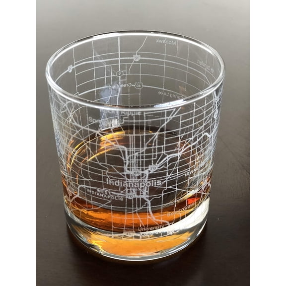 Rocks Whiskey Old Fashioned 11oz Glass Urban City Map Indianapolis Indiana