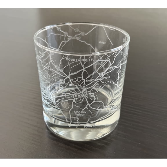Rocks Whiskey Old Fashioned 11oz Glass Urban City Map Knoxville Tennessee