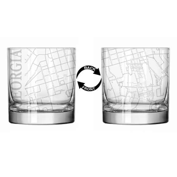 Rocks Whiskey Old Fashioned 11oz Glass Wrap Around Map Gift Athens Georgia College School Student Graduate