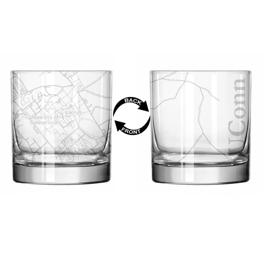 Rocks Whiskey Old Fashioned 11oz Glass Wrap Around Map Gift Storrs