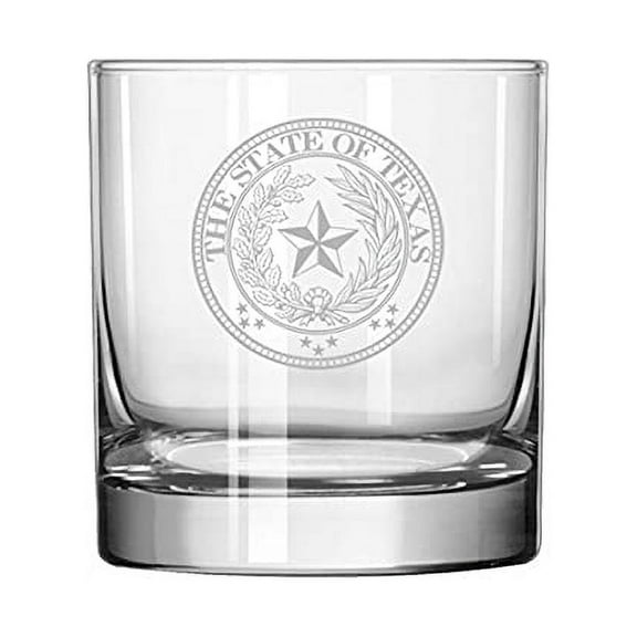 Rocks Whiskey Old Fashioned Glass Texas State Seal